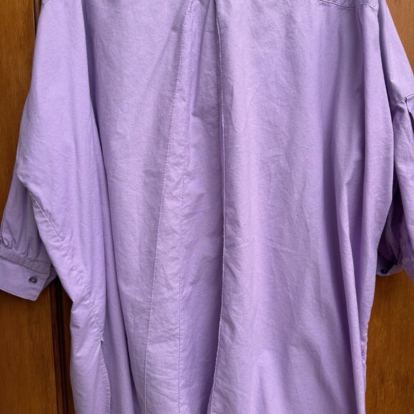 Athena Newton Cotton Smock Blouse in Lilac - Organic Cotton One Size - Picture 6 of 14
